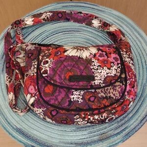 NWOT Purple/Black Floral Shoulder/Crossbody Purse By Vera Bradley